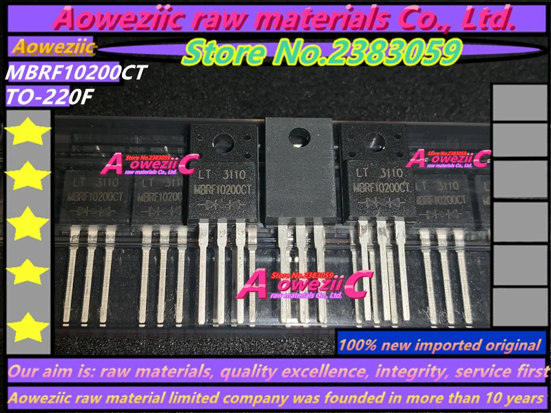 Aoweziic-diodo rectificador MBRF10200CT 100%, original, importado, 10200, TO220F, Schottky, 10A, 200V