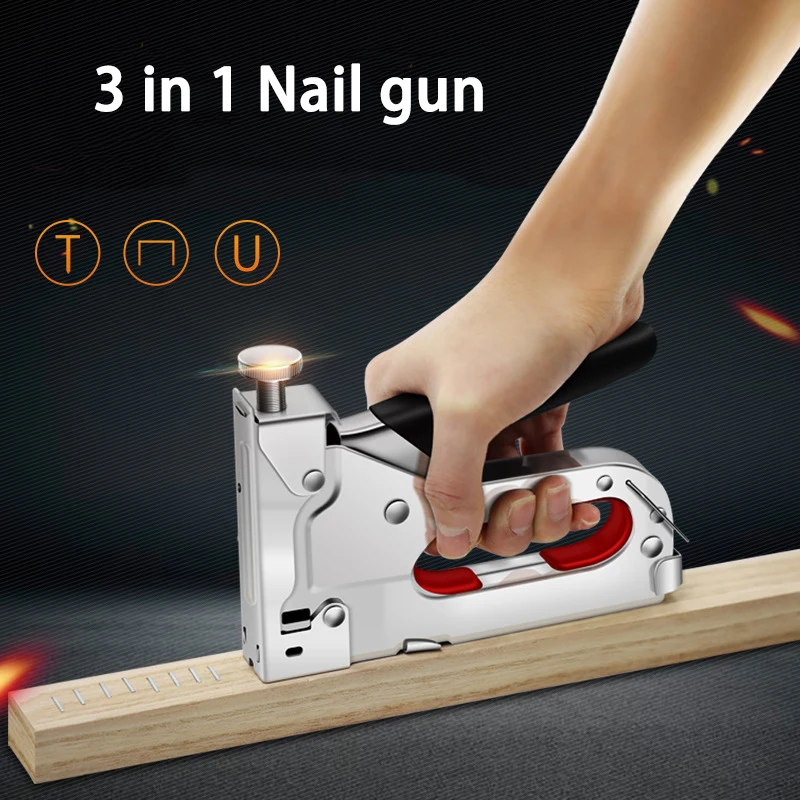 Staple Gun 3 In 1 Heavy Duty With Staple Remover  Staples For Woodworking Diy Furniture Manual Stapler Tacker Brad Nail