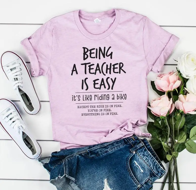 Being a Teacher is Easy, Teacher Shirts, Back to School, Like Riding a Bike, Teacher Gifts, New Teacher, Funny Teacher Shirt