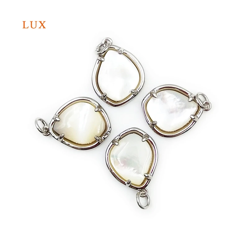 3pcs Natural Polished Shell Silver Plated Pendant Shell Pear Shape Jewelry Handmade Simple Classical Jewelry For Necklace Making