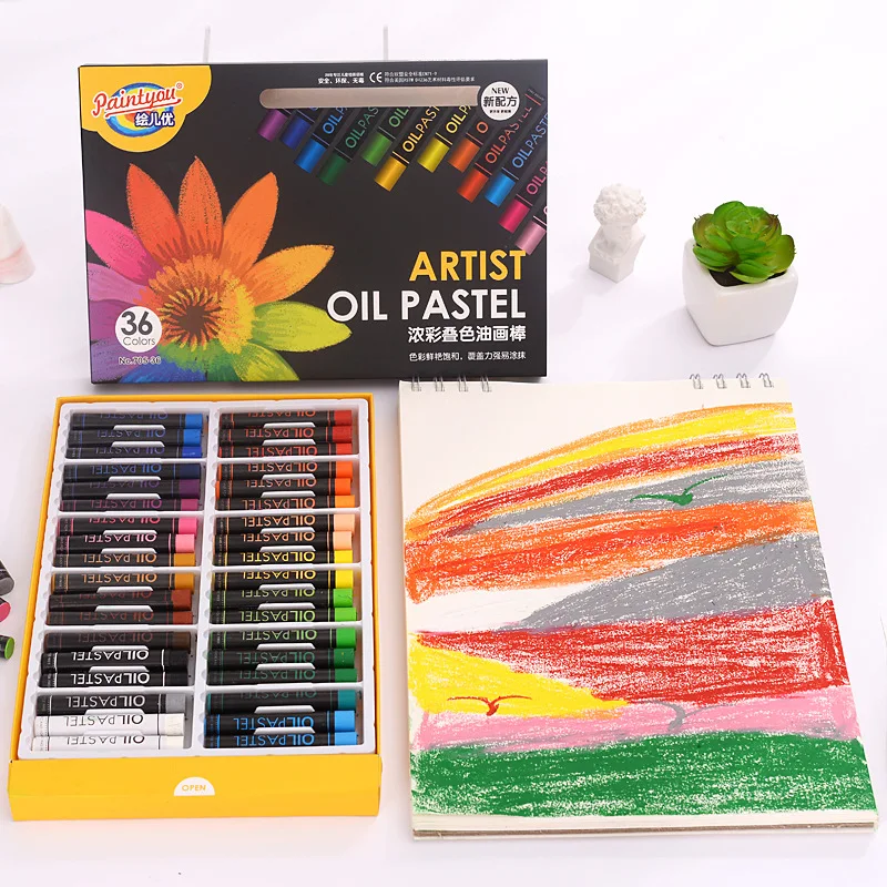 Oil Pastel 12/18/24/36 Color SchoolCartoon Round Shape Drawing Non-Toxic Kids Student Art Supplies