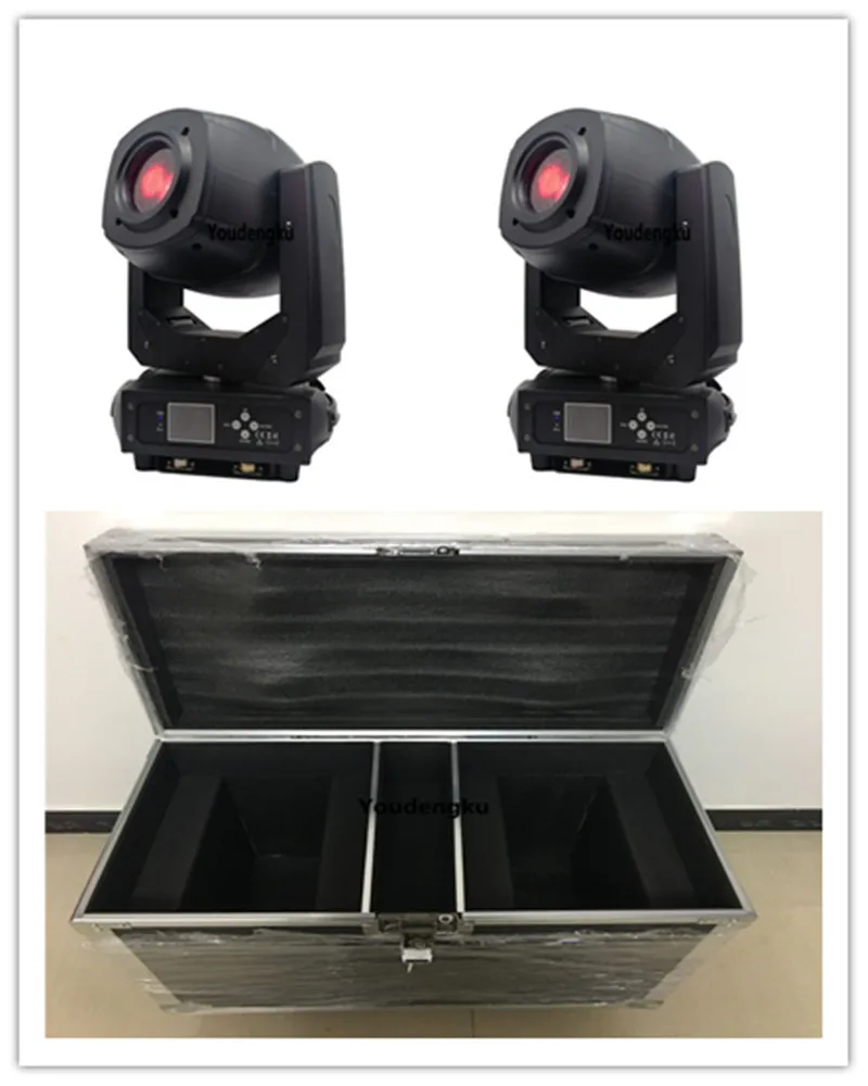 

2pcs with roadcase 230W LED Moving Head Spot Lights DMX512 Control led moving head Gobo Pattern Stage Show Zoom light