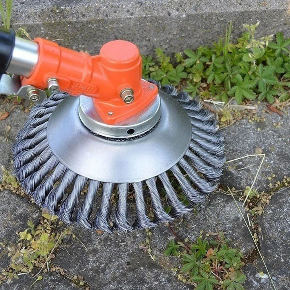 

8 inchSteel Wire Wheel Garden Weed Brush Lawn Mower Grass Eater Trimmer Brush Cutter Tools Garden Grass Trimmer Head Weed Brush