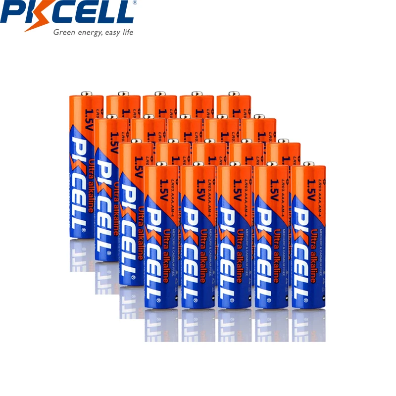 20PC PKCELL 1.5V AAA Alkaline Battery LR03 E92 AM4 MN2400 MX2400 1.5Volt 3A AAA Batteria Dry Battery for Electronic thermometer