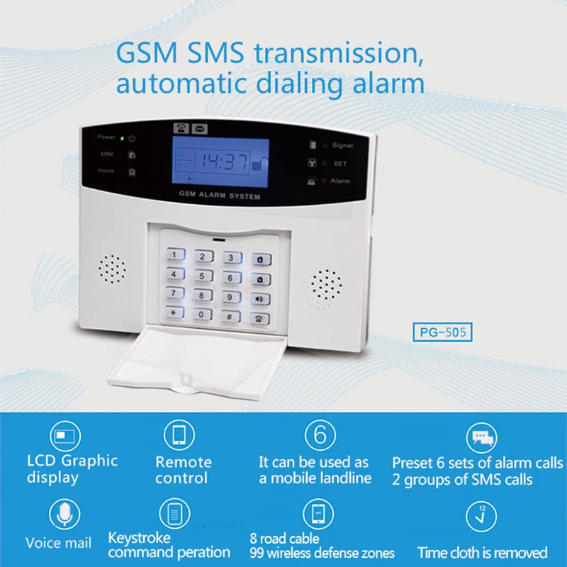 GauTone-alarma de seguridad para el hogar, sistema de alarma antirrobo inalámbrico con Detector de movimiento, Control remoto, 505 GSM