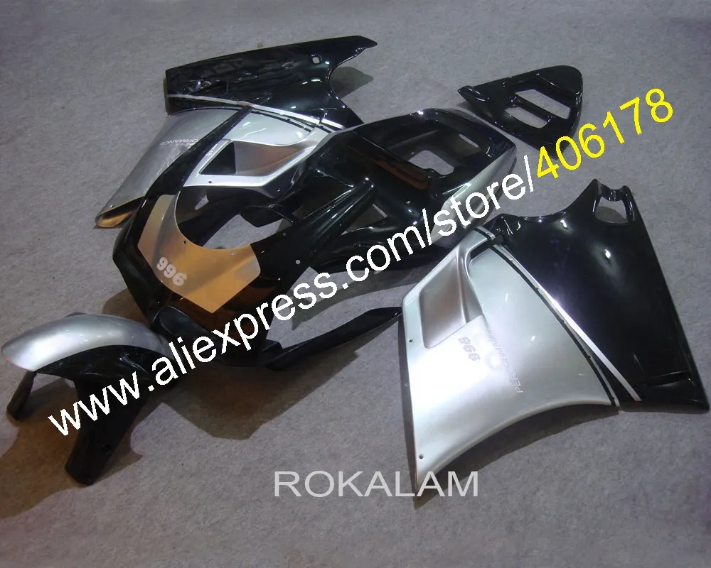 

For Ducati Fairings 748 916 996 998 1996-2002 96-02 Aftermarket Motorcycle Fairing Kit Silver Black(Injection Molding)