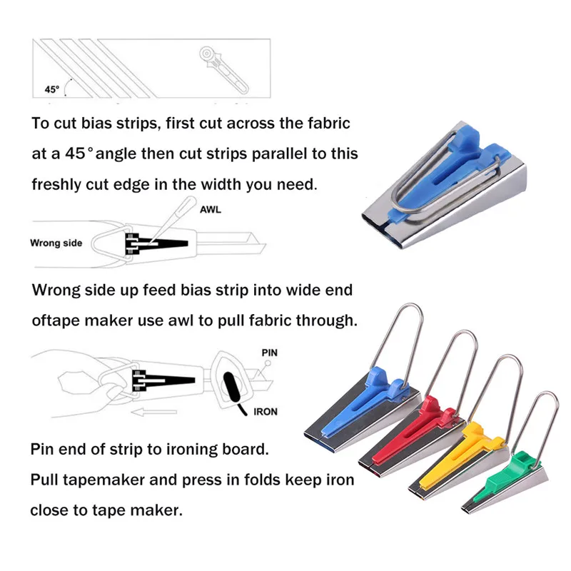 Splicing Cloth Fabric Bias Tape Maker Binding Tool Quilting Sewing 6mm\\12mm\\18mm\\25mm Craft DIY Patchwork Special Edging Device