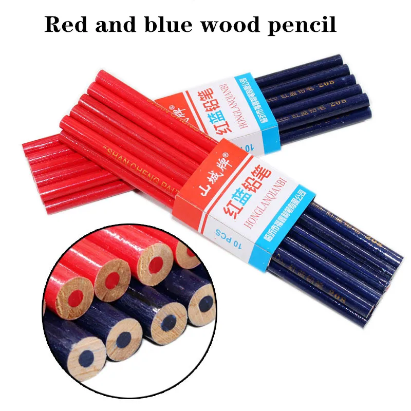 10/20pcs red and blue round rod pencil carpenter's pen marking point carpenter's marker