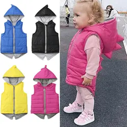 Fashion Kid Girl Boy Dinosaur Waistcoats Hoodie Jacket Coat Winter Warm Outerwear 1-7Y