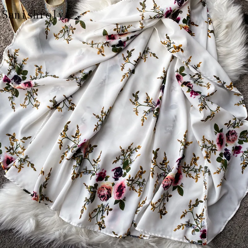 Summer Slash Neck Strapless Irregular Bohemian Dress Female Long Split Floral Print Dresses Women Holiday Beach Dresses Vestidos