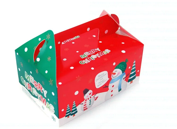 15.5*8.5*10.5cm Kraft Paper Christmas Cookie Box With Handle Merry Christmas Cookies Packing Gift Box  100pcs/lot Free shipping