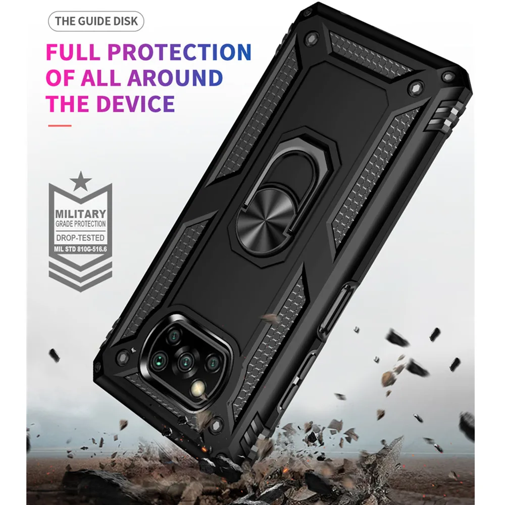 Poco x3 nfc Armor Case For Poco X3 nfc Cover Shockproof Ring Stand Bumper Phone Back Cover For Xiaomi on pocox3 pocophonex3 nfs