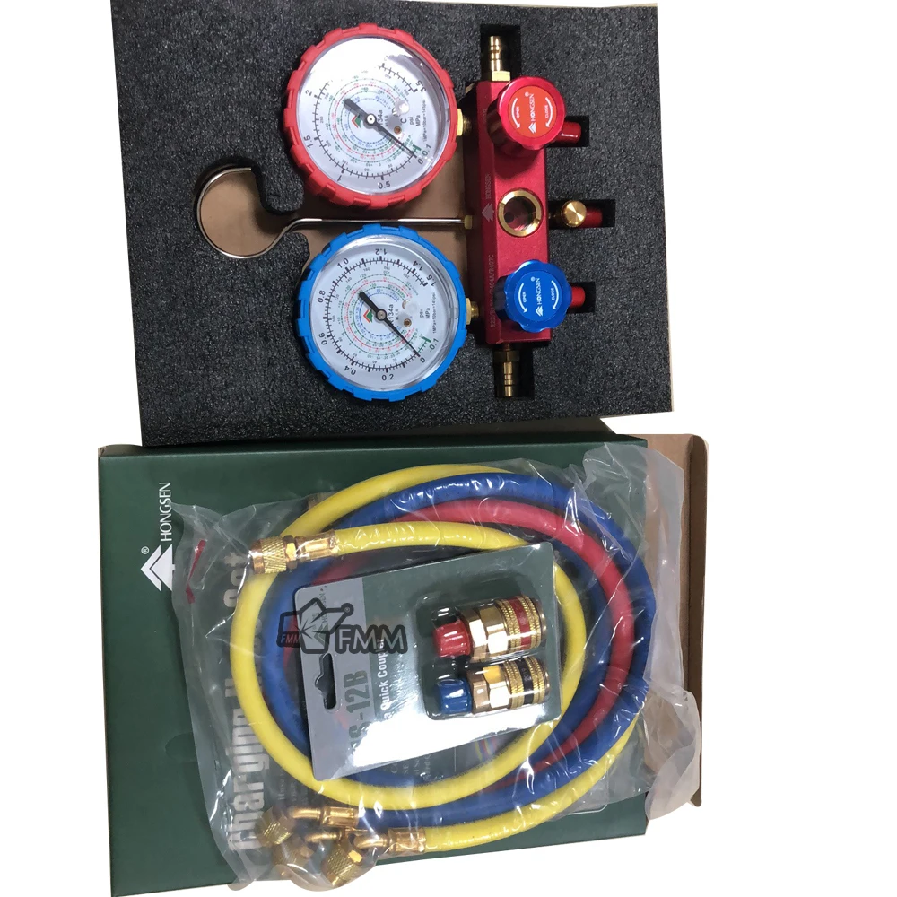 Refrigerant table Manifold Gauge Set Hose Set R134a 134a R22 R12 r410a AUTO Air Conditioning Tool