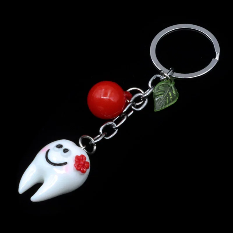 5pcs Dental Teeth Shape Model Simulation Tooth Key Chain Fashion Cartoon Lovely Pendant Teeth Key Chain as Dentist Gift