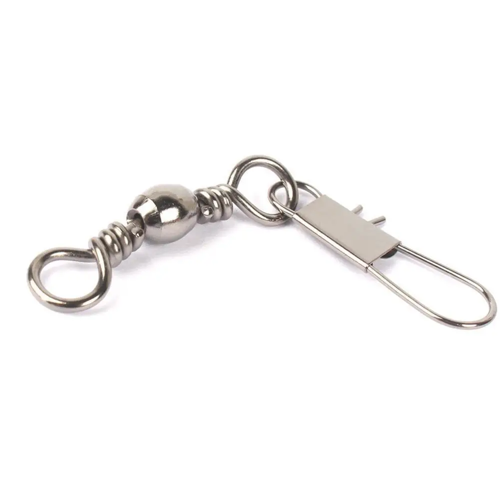 Drop shipping Fishing Connector Pin Bearing Rolling Swivel Stainless Steel with Snap Fishhook Lure Tackle Accessories wholesale