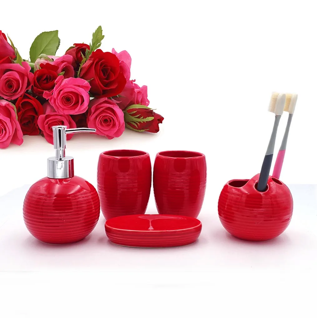 WHYOU Ceramic European Bathroom Accessories Set Brief Golf Ball Home Decoration Wedding Love Valentine Gift