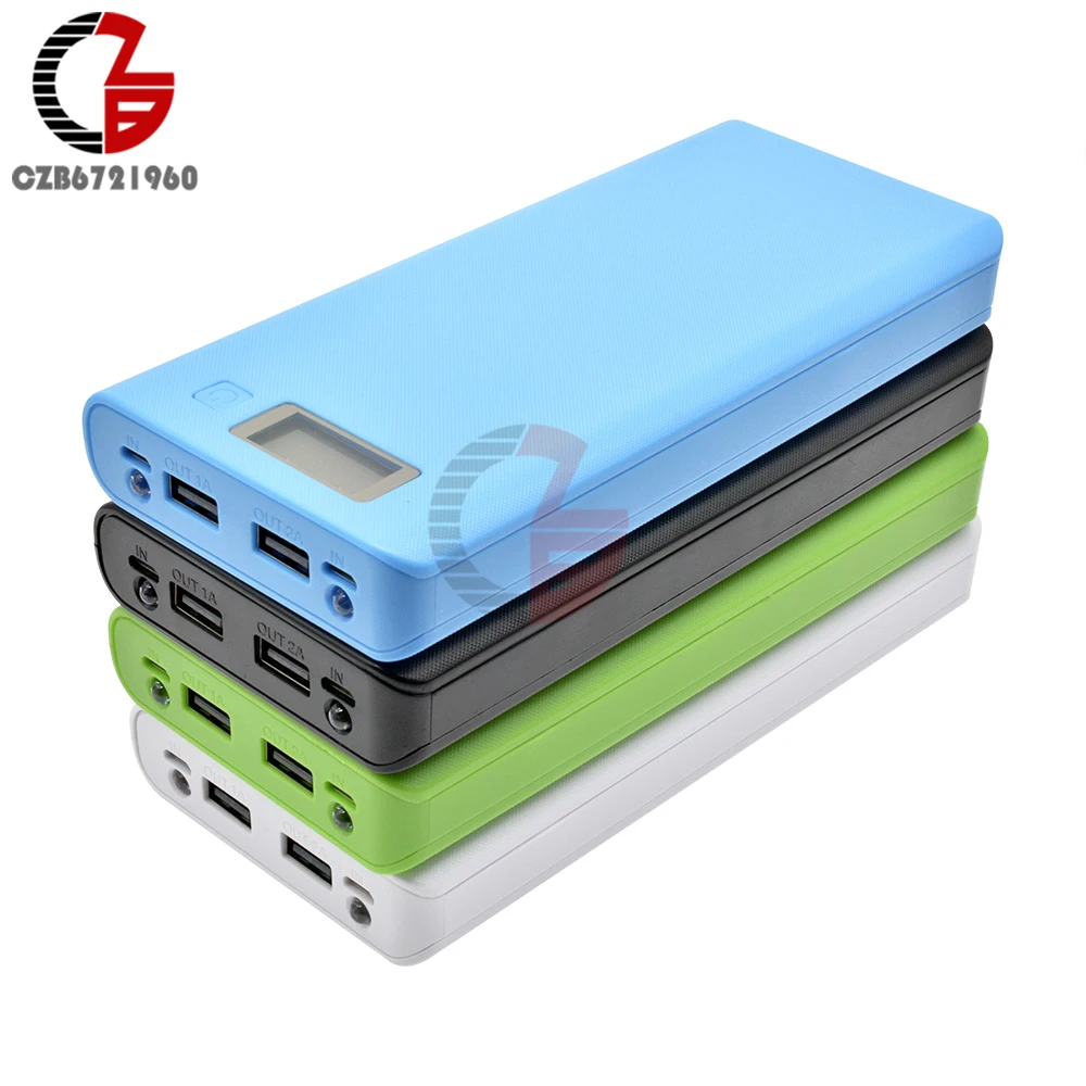 estojo para bateria 5v dual usb 818650 power bank caixa de bateria faca voce mesmo armazenamento com lanterna para iphone samsung xiaomi huawei carregamento 01