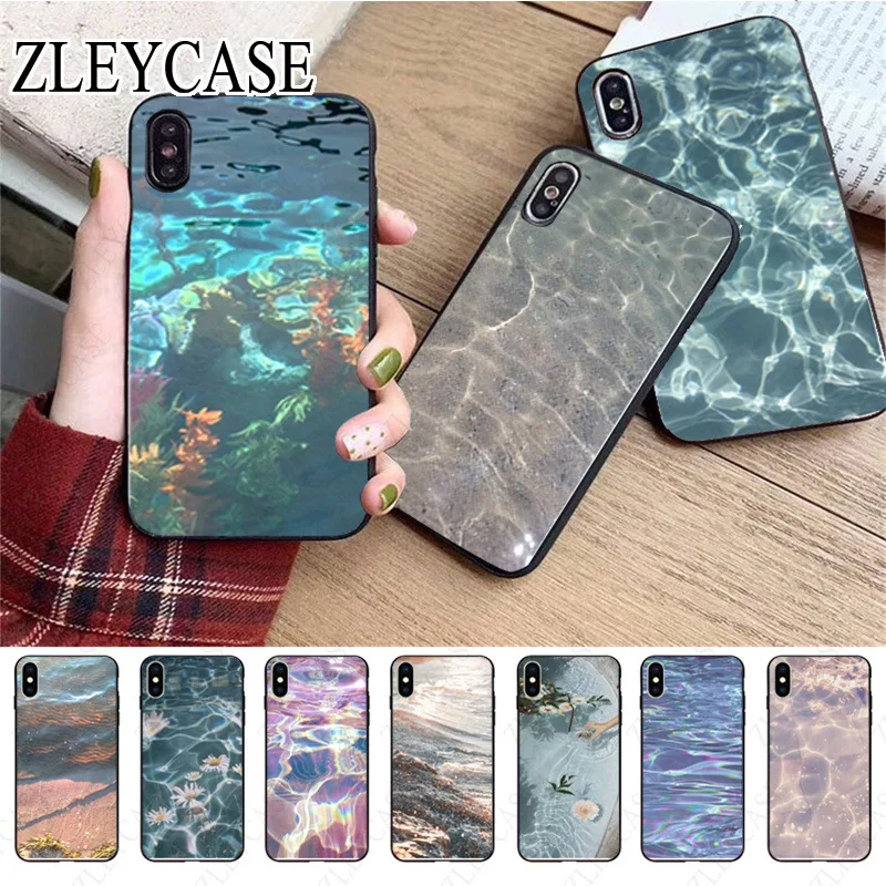 Sky Cloud Water Sunlight Pool Aesthetic Wave Phone Case For iphone 13pro 14pro 15pro 12pro 11pro xsmax XR 15plus 13mini SE cover