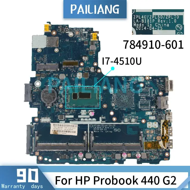 Imagem -02 - Placa-mãe Portátil para hp Notebook Mainboard I74510u 440 g2 450 g2 La-b181p 784910601 Sr1eb Ddr3