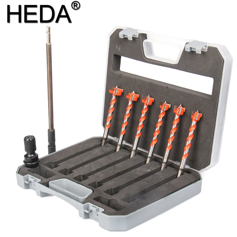 16/18/19/20/22/25mm 9Pcs/Set Hex Shank Woodworking Twist Drill With Extension Rod High Carbon Steel Hole Saw Bit Wood