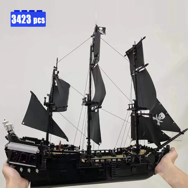 

New 3423pcs Construction Black Pirate Ship Technical Building Blocks Bricks Assembling Model Toys for Children Christmas Gift