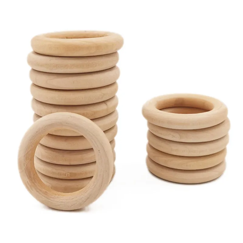 20pcs 30mm 1.18" Natural Wood Teething Beads Wooden Ring for Teethers DIY Wooden Jewelry Making Crafts