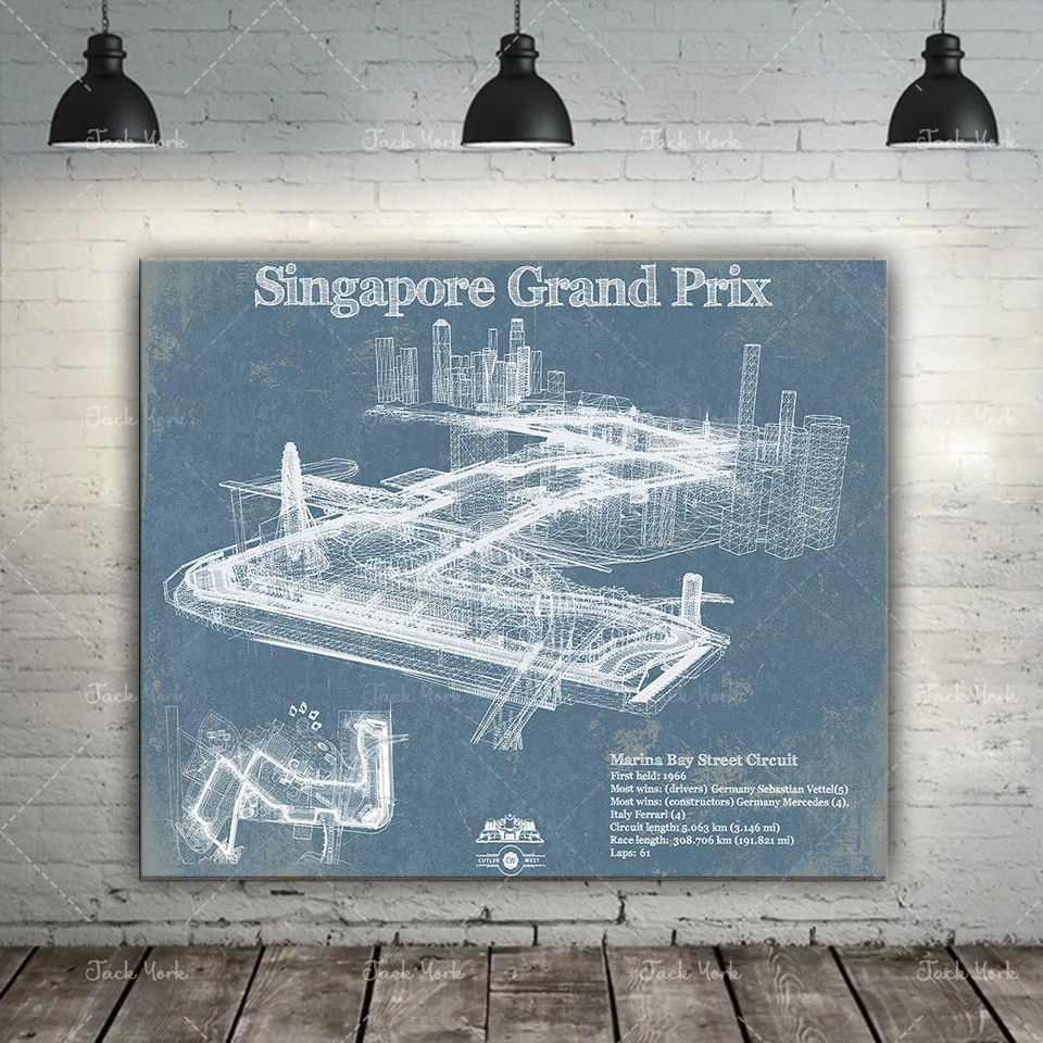 Singapore Grand Prix Blueprint Race Track Print