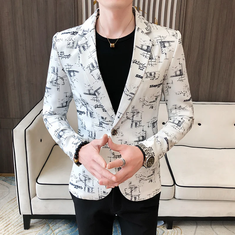 2021 Brand clothing Fashion Men\'s Spring high quality Leisure business suit/Male printing Casual Blazers jacket Plus size S-3XL