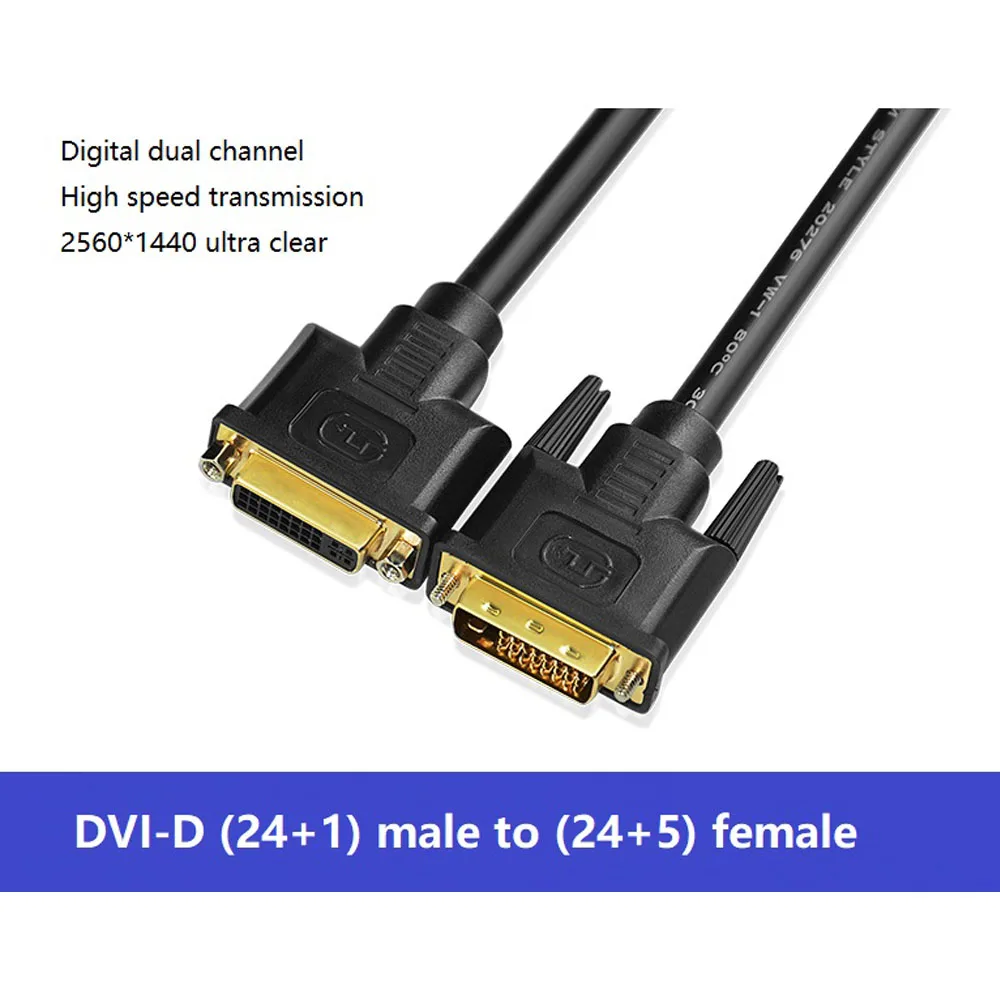 

Кабель-удлинитель DVI Φ 24 + 1 штекер на 24 + 5 гнездовой кабель полностью подключен к двухканальному кабелю