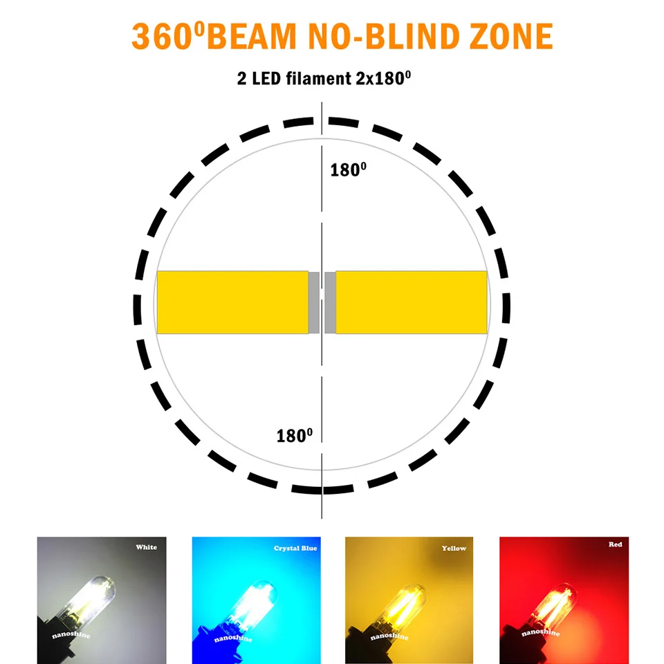 最新W5W led T10 cobガラス車のライトledフィラメント自動自動車読書ドーム電球ランプdrl車スタイリング12v