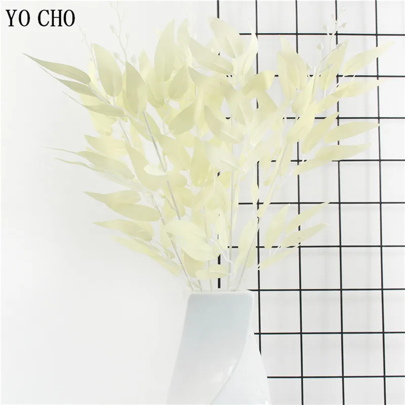 Artificial White Plant Wedding Decoration Flower Silk Flower for Home Party Ceiling Wreath Decor Willow Leaf Green Grass Plant