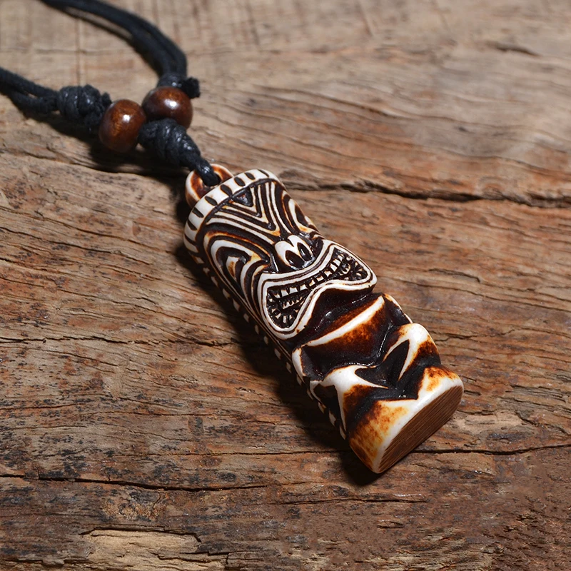 FX011 Indian Maya necklace Totem pendant Cool man Choker Retro Jewelry Tribal style Imitation Yak Bone necklace Amulet Gift