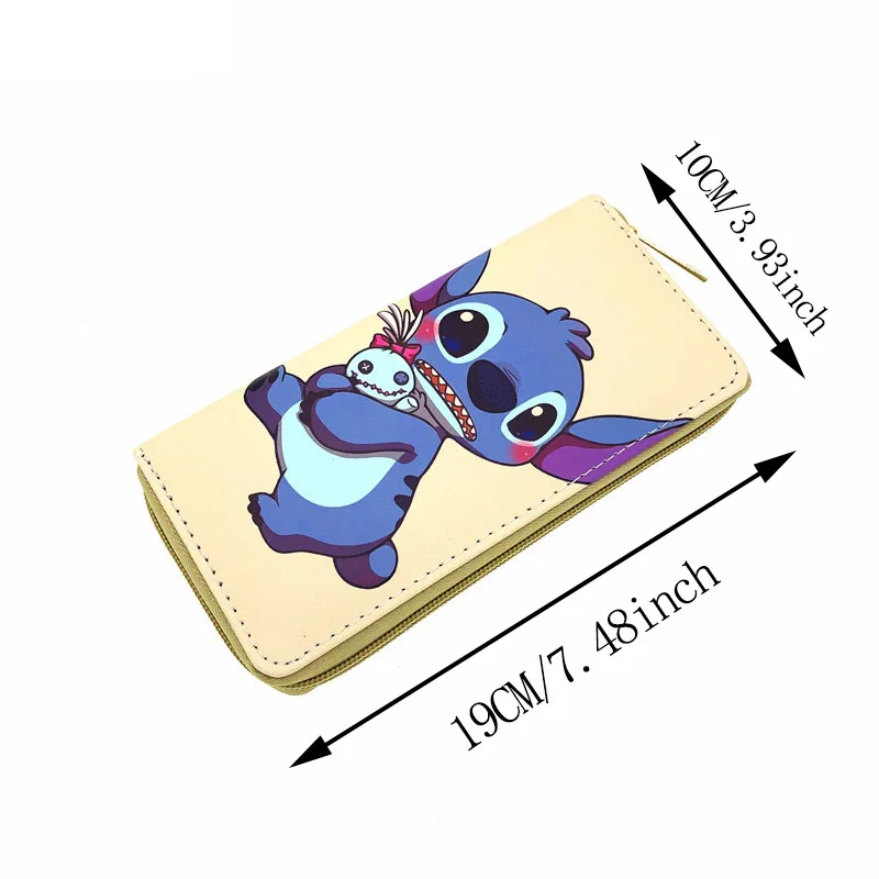 Disney Lilo & Stitch Long Wallets For Women Female Pouch Handbag Coin Purse Card Holders Clutch Anime Stitch PU Leather Purse