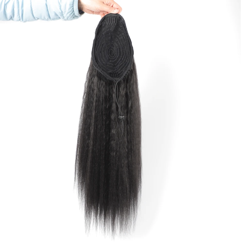 Long Synthetic Yaki Hair Extension Ponytail Fake Drawstring Ponytail Hairpiece Synthetic Afro Plaited Ponytail Tresse Longue