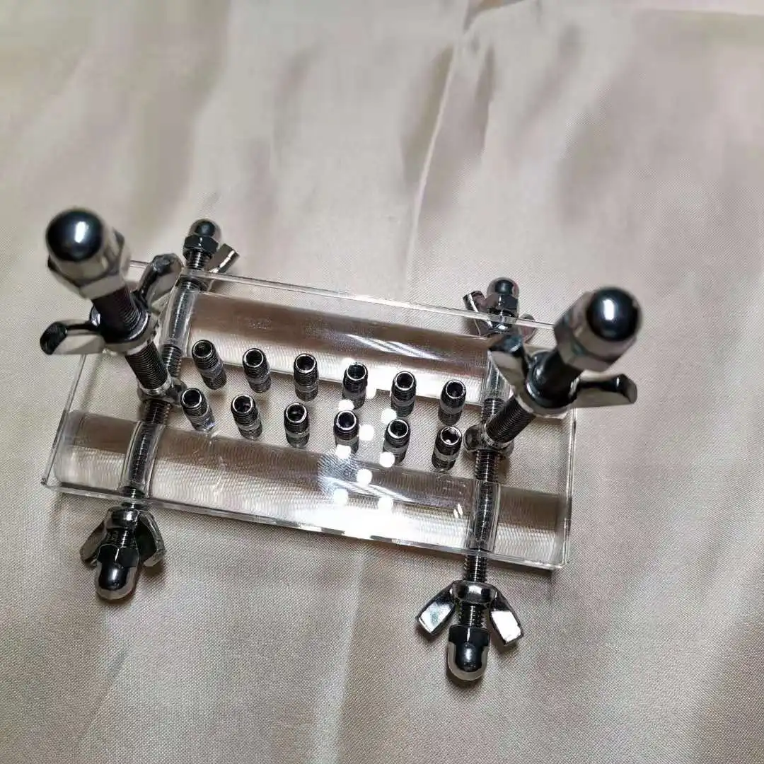 Sex Toys Acrylic CBT Cock & Ball Stretcher Scrotal Fixture BALL SMASHER SM CRUSHER With screws