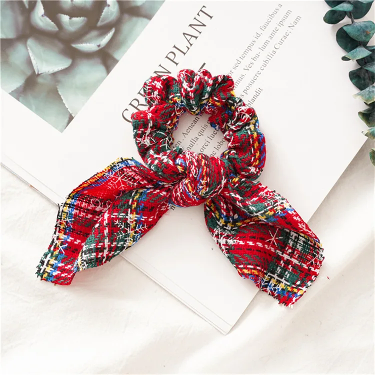 Fashion Christmas rabbit ears For Women Girls Elastic Hair Rubber  Christmas Ornaments Hair Ring Velvet Hair Accessories