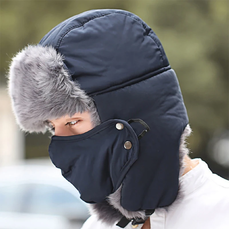 

2020 New Winter Cap Unisex Snowboarding Cold Warm Hat Winter Outdoor Thickening Plus Velvet Mask Ear Windproof Warm Hat