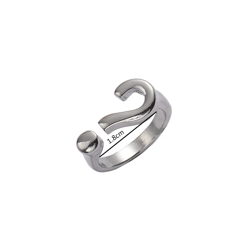 Vintage Gothic Question Mark Rings for Women Hip Hop Silver Color Heart Finger Ring Fashion Streetwear Jewelry Adjustable Rings