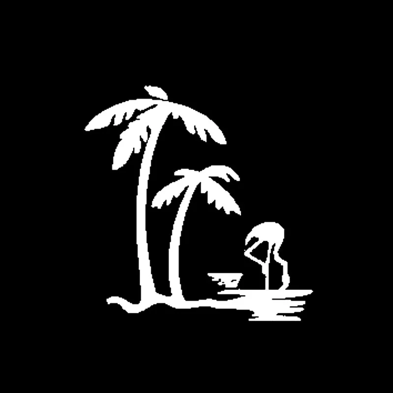 16cm*16cm Fashion Palm Tree and Flamingo Fashion Car Stickers Personalized Decals Laptop Truck Auto Accessories