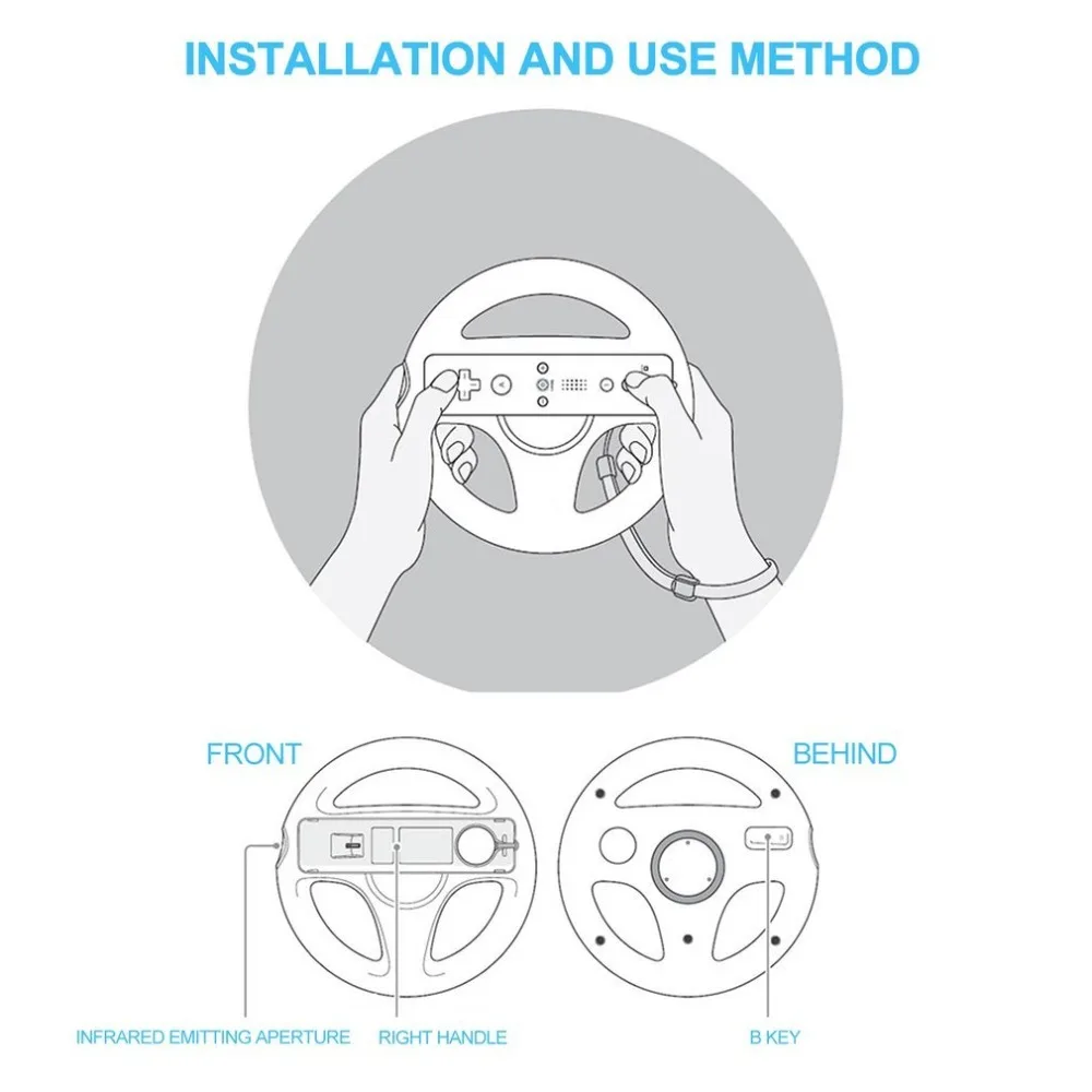 3 colori per Nintendo per Wii Game Racing volante per Nintendo Wii Mario Kart telecomando volante per un regalo