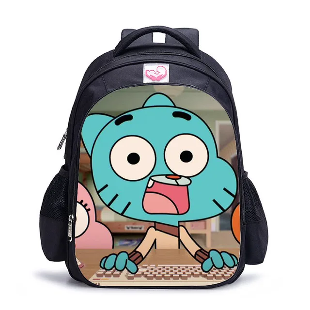 Mochila ortopédica de 16 pulgadas para niños y niñas, morral escolar con diseño de The Amazing World of Gumbal