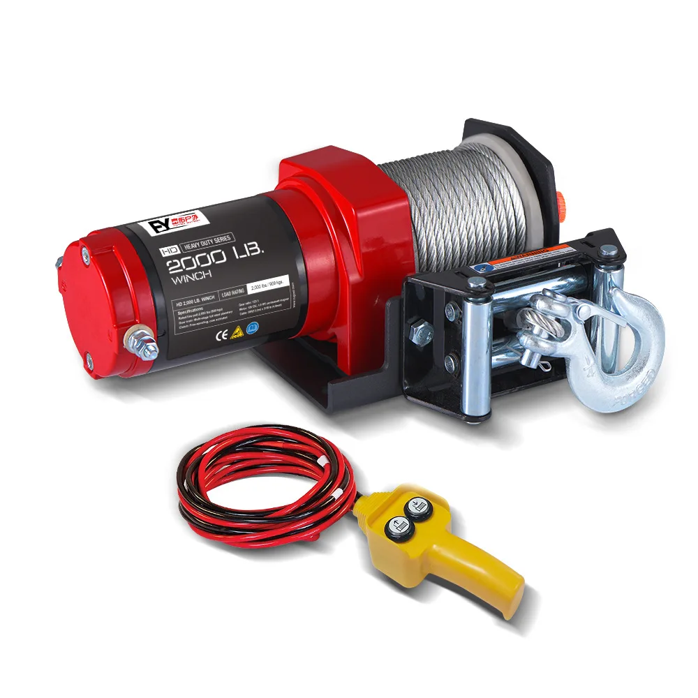 2000 lbs ATV/UTV Electric Winch Steel Cable ATV Off-road Winch 12V/24V Electric Winch With 8M Winch Rope