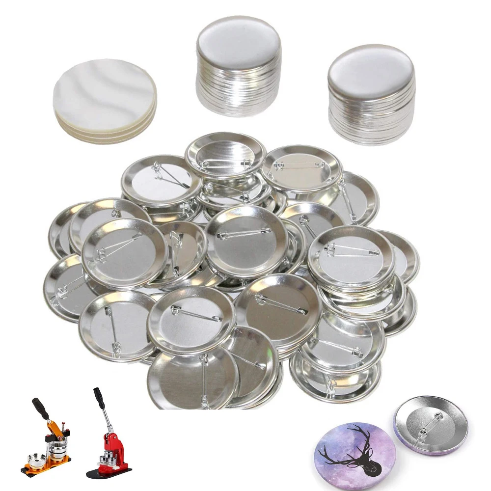 Diy Blank Badge Metal Pin Button Parts Button Maker Making Machine Material 100pcs 25-75mm