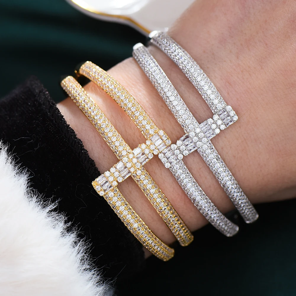 

High Quality Romantic Luxury Gorgeous Bangle Bracelet for Girl Women Wedding Engagement Party Jewelry New HOT charms bangles