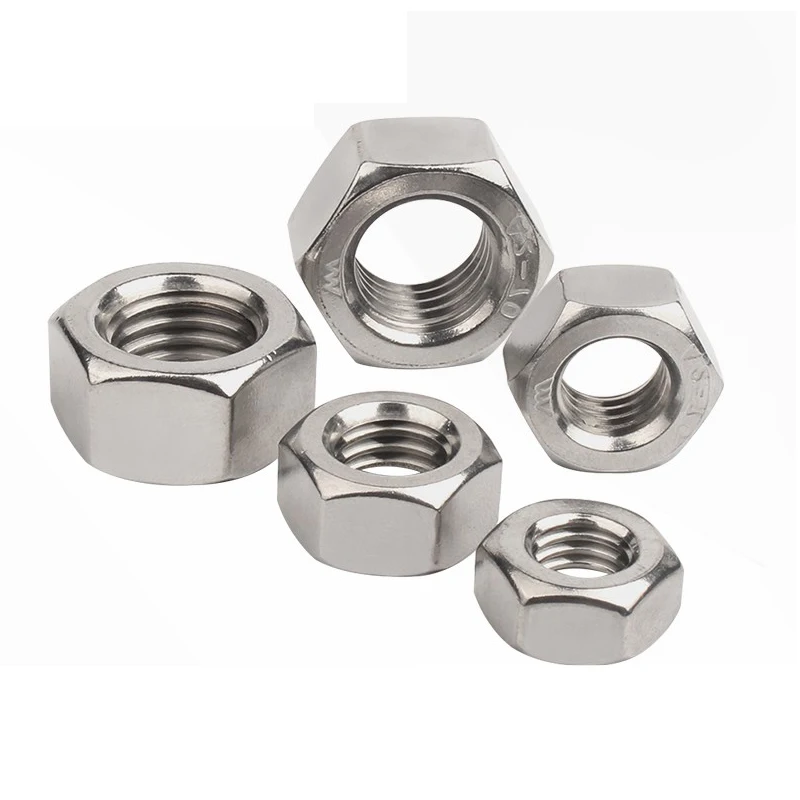 Hexagon Hex Nuts Metric DIN934 M2 M2.5 M3 M4 M5 M6 M8 M10 M12 M14 M16 M18 M20 M22 M24 304 Stainless Steel Hex Nuts