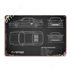 The Mr2 Blueprint In Black Metal Signs pub Retro Kitchen Plaques Tin sign Posters