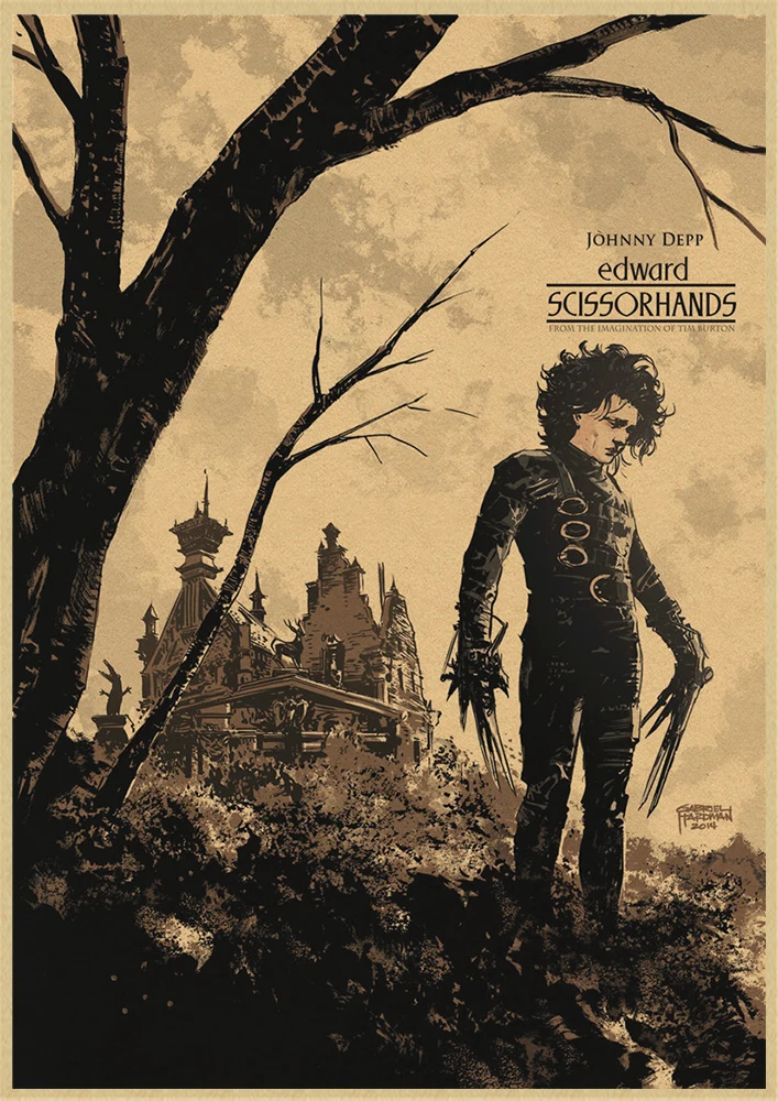 Edward Scissorhands movie Vintage Retro Matte Kraft Paper Antique Poster Wall Sticker Home Decora