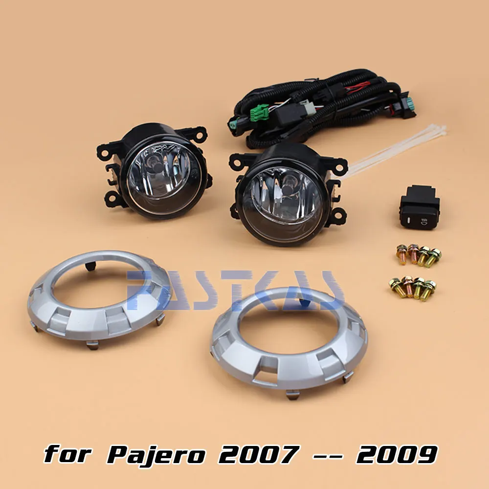 Car Fog Light Assembly for Mitsubishi Pajero 2007 2008 2009 Left & Right Fog Lamp with Switch Harness Covers Fog Lamp Kit