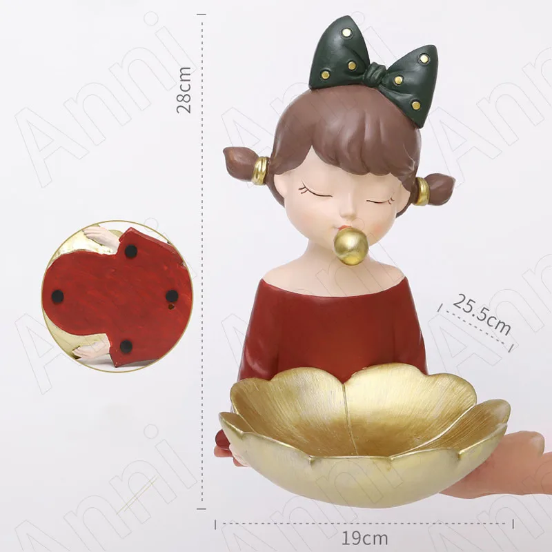 Creativity Sakura Girl Resin Trays Decorative Nordic Modern Coffee Table Desktop Key Storage Tray Snacks Desserts Display Plates