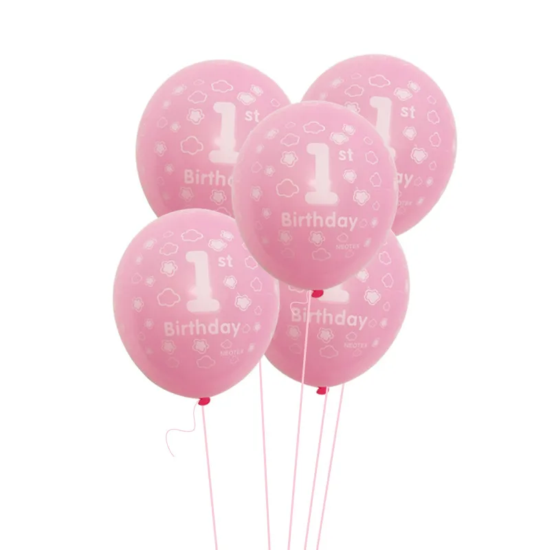 10Pcs 12inch 1st Birthday Latex Balloons Kids Boy Girl 1 Year Old First Birthday Party Baby Shower Anniversary Decor Supplies